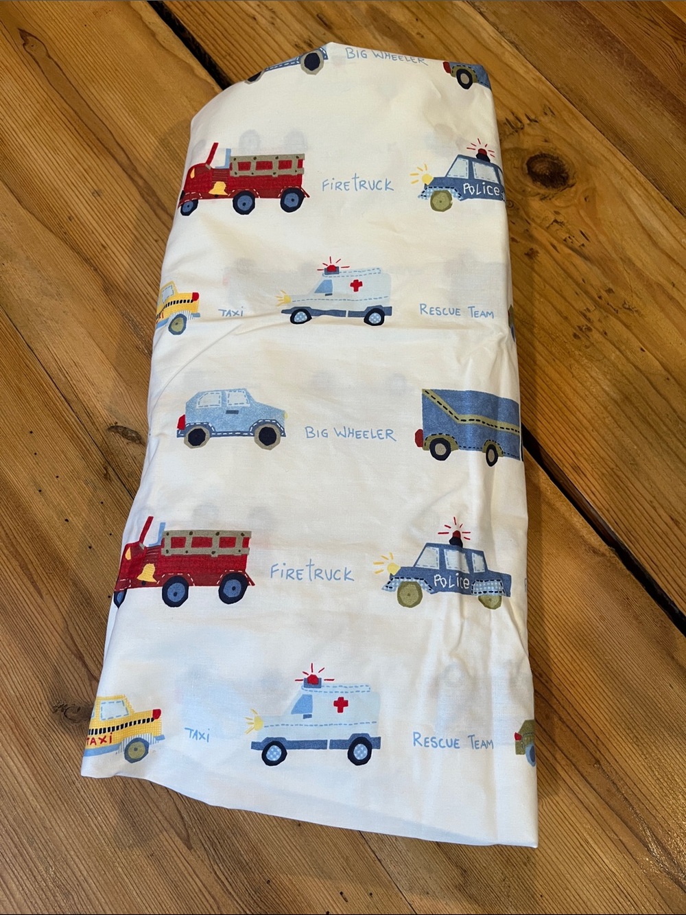 New! POTTERY BARN KIDS *Crib* Construction Car Police Printed Fitted Sheet